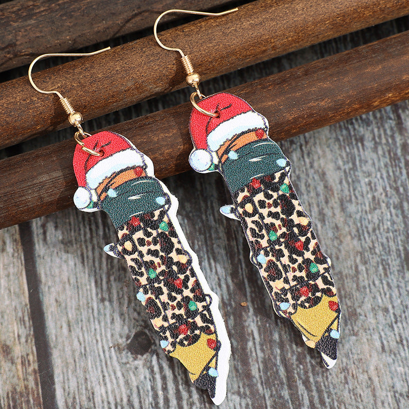 KayBee So Merry Leather Wrapped in XMAS Lights Pencil Earrings
