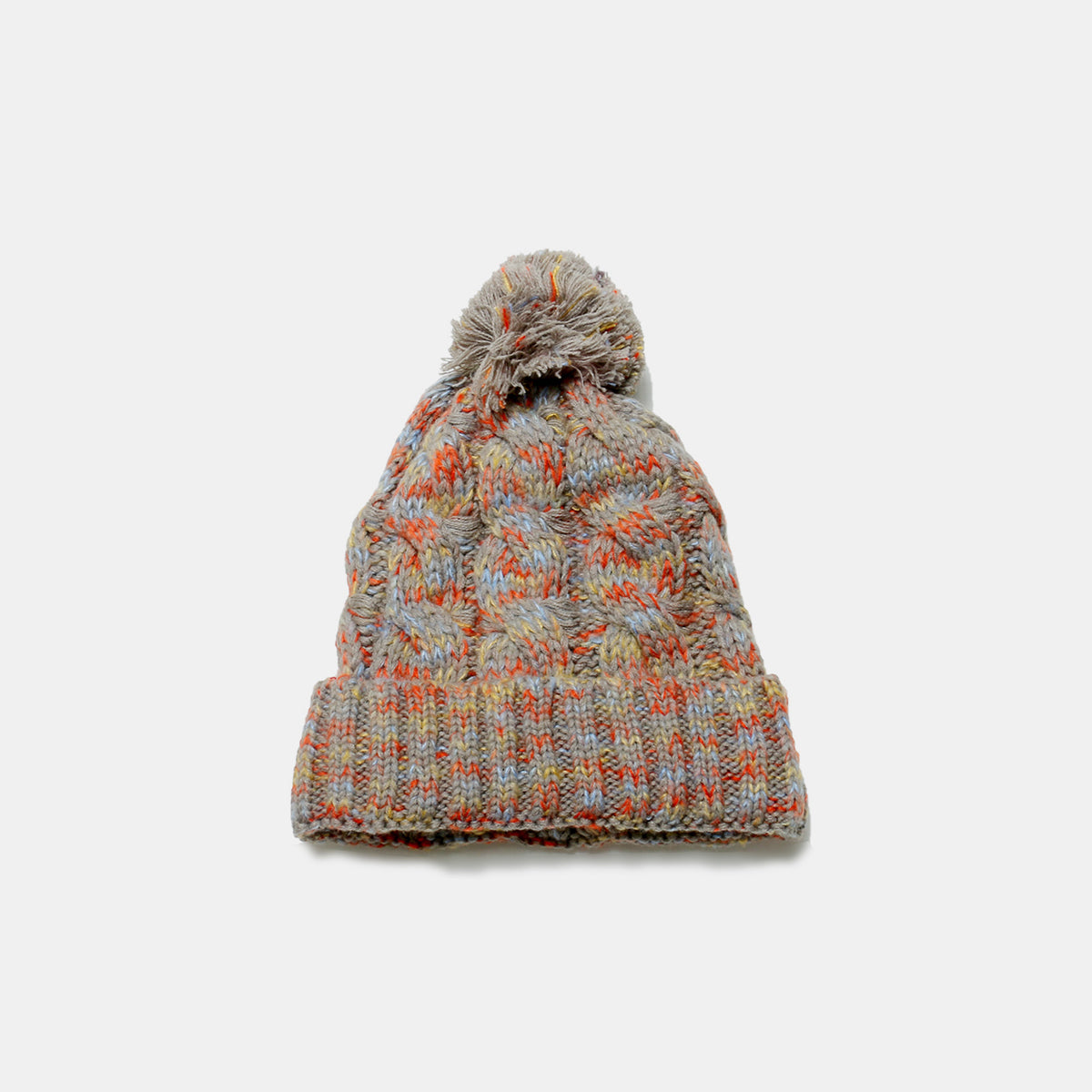 KayBee Contrast Cable-Knit Hat with Pompom