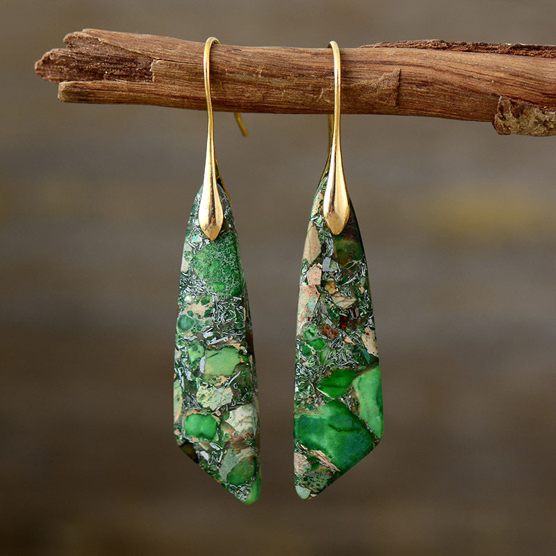 So Striking Natural Stone Copper Dangle Earrings