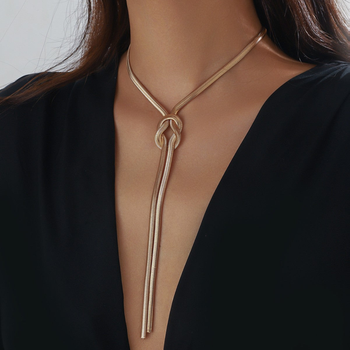 KayBee & Company Simple Long Snake Bone Chain Necklace