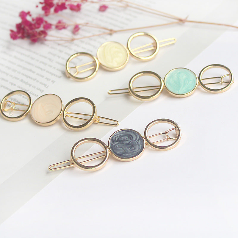 Unique Metal Colorful Round Hair Pin