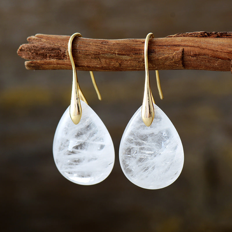 Gorgeous Natural Stone Crystal Dangle Earrings