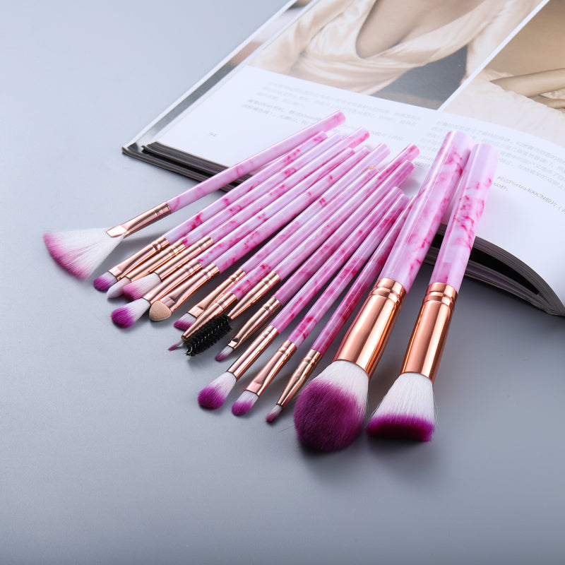 KayBee & Company Exquisite Marbled Design Makeup Brushes Set - 10 or 15 Brush Options