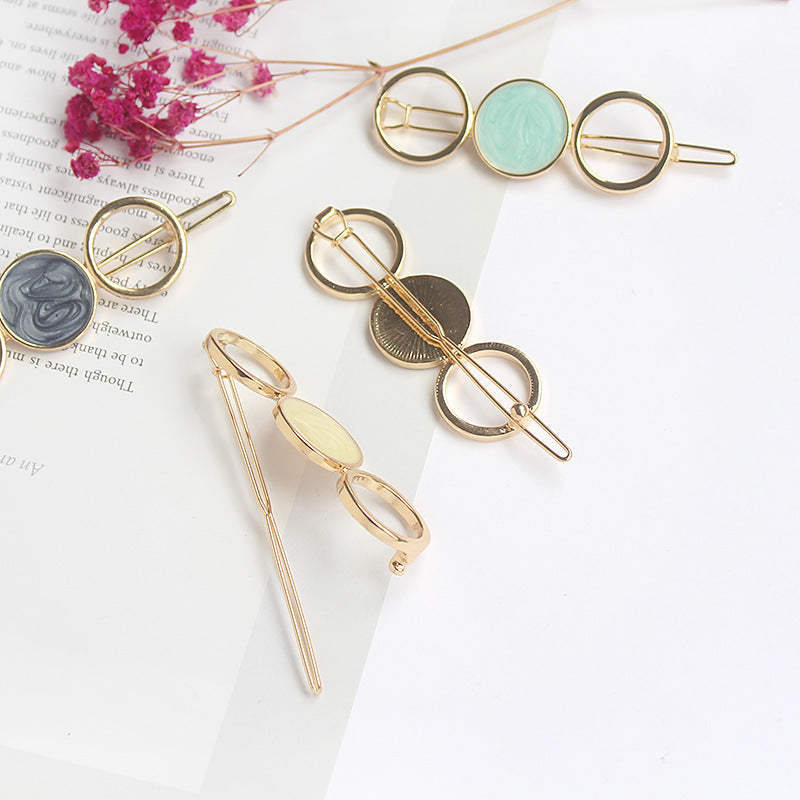 Unique Metal Colorful Round Hair Pin
