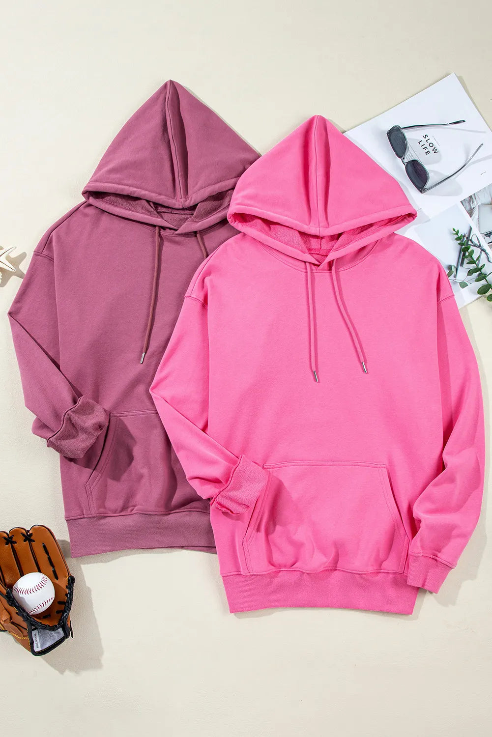 KayBee Pretty in Pinks Drawstring Dropped Shoulder Long Sleeve Hoodie