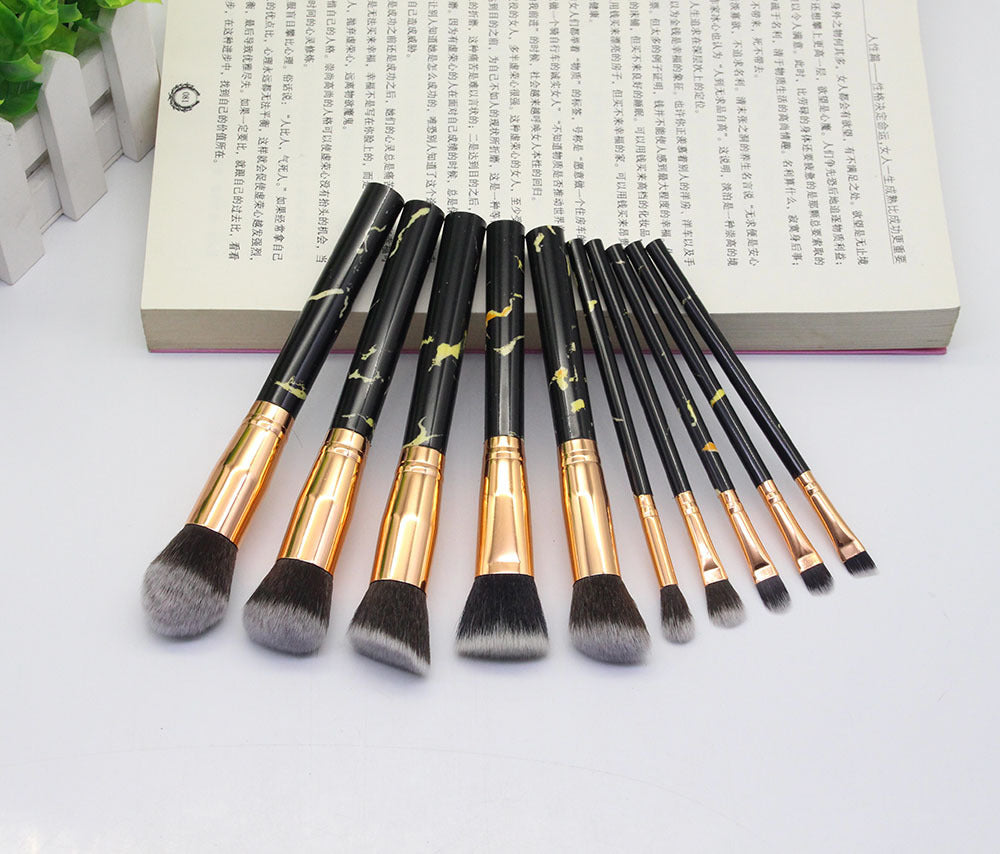 KayBee & Company Exquisite Marbled Design Makeup Brushes Set - 10 or 15 Brush Options
