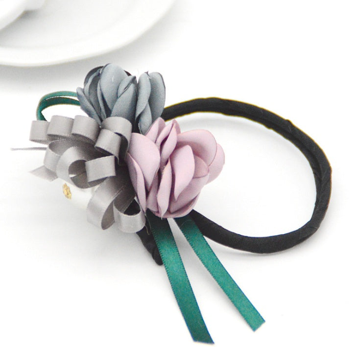 Fabric Pearl Flower Hair Tie Accessory