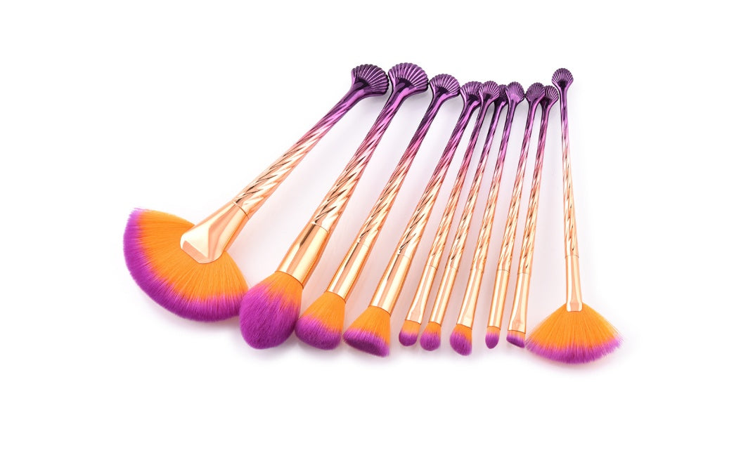 KayBee & Company Pretty and Trendy - Purple/Gold Shells 10 Piece Makeup Brush Kit