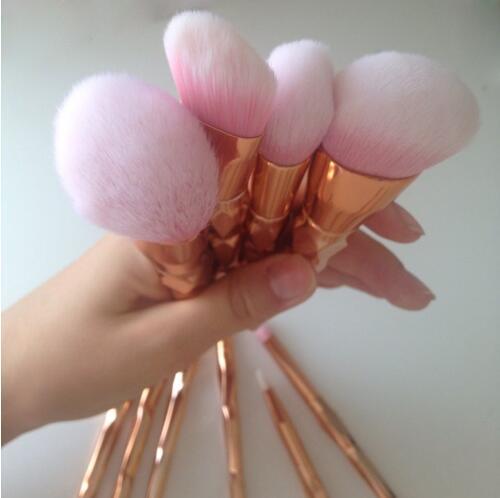 KayBee & Company Diamond / Rose Gold Makeup Brushes Set, Mermaid Tail Brush