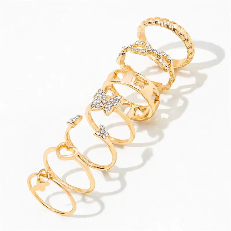 Unique Boho Inspired Geometric Infinity Rings Set - Set of 10