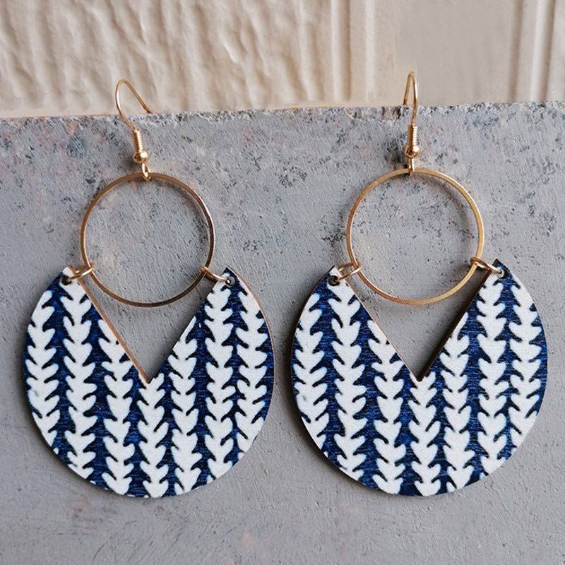 Pac-Man Shape Wooden Dangle Earrings
