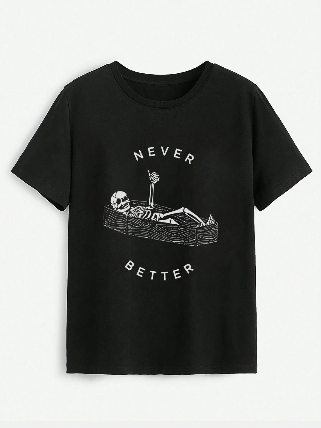 KayBee So Spooky Halloween NEVER BETTER BURIED Round Neck Short Sleeve T-Shirt