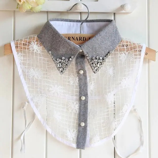 Vintage Style Detachable Silver Beaded Collar for Women