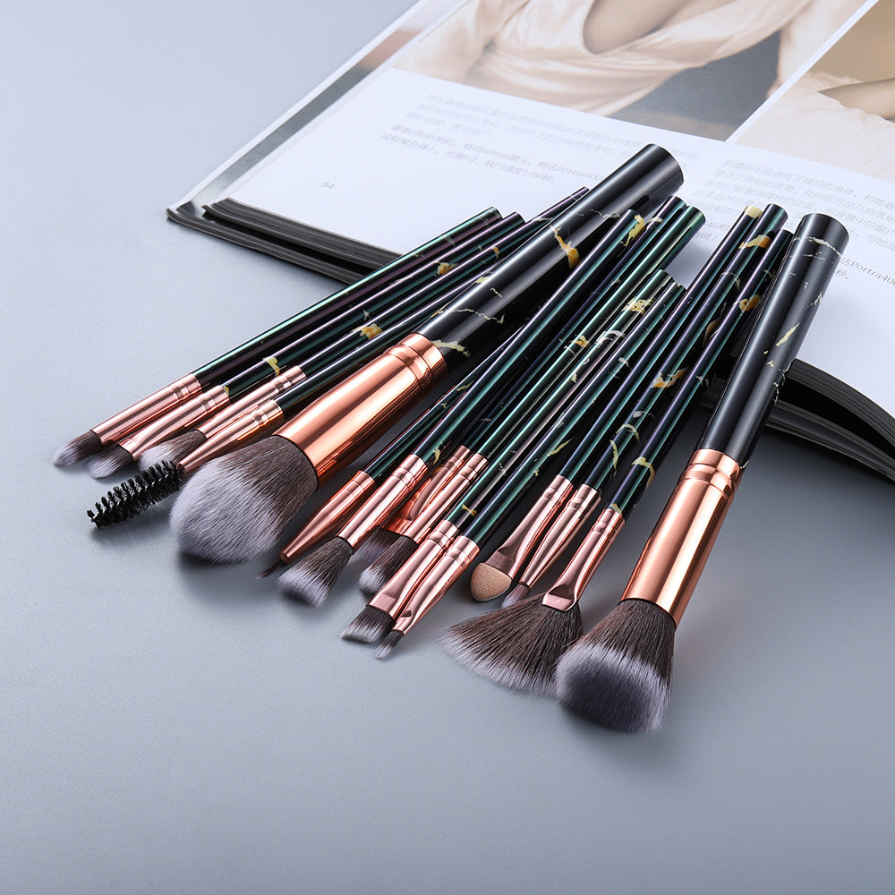 KayBee & Company Exquisite Marbled Design Makeup Brushes Set - 10 or 15 Brush Options