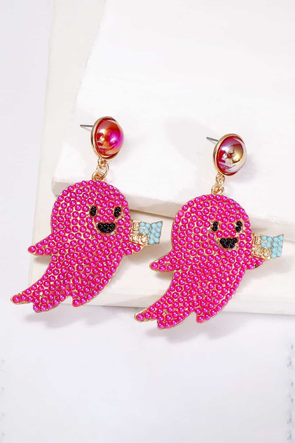 KayBee So Spooky Halloween Ghost Shape Synthetic Pearl Dangle Earrings