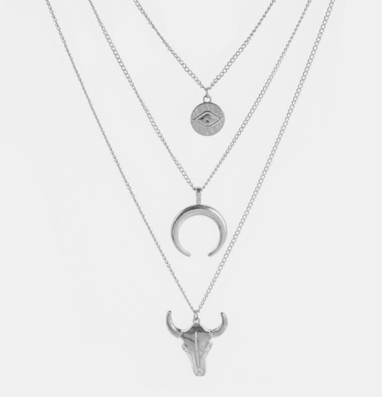 KayBee & Compan Three-Layered Bull Head Pendant Necklace