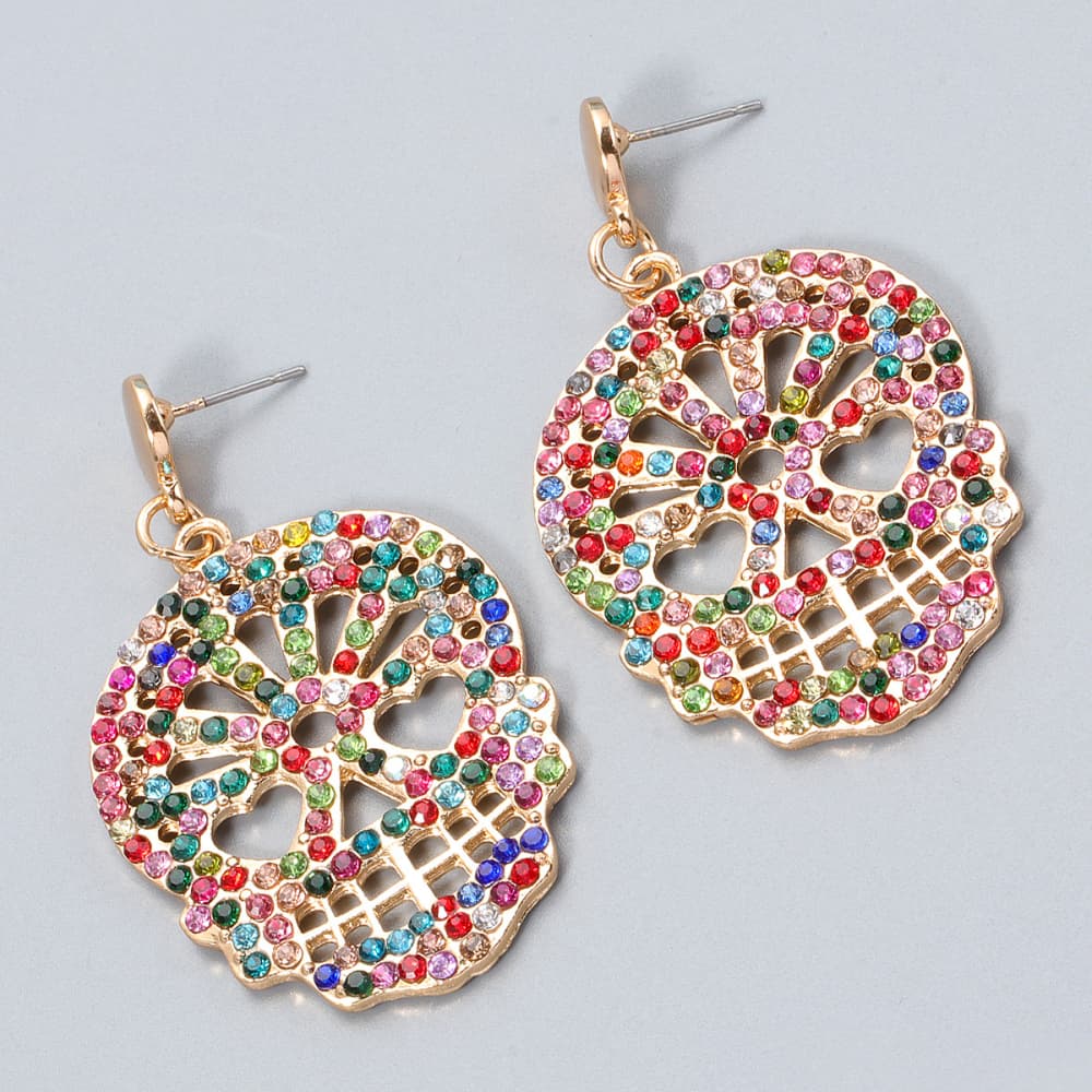 KayBee So Spooky Halloween Luxurious Skull Rhinestone Earrings