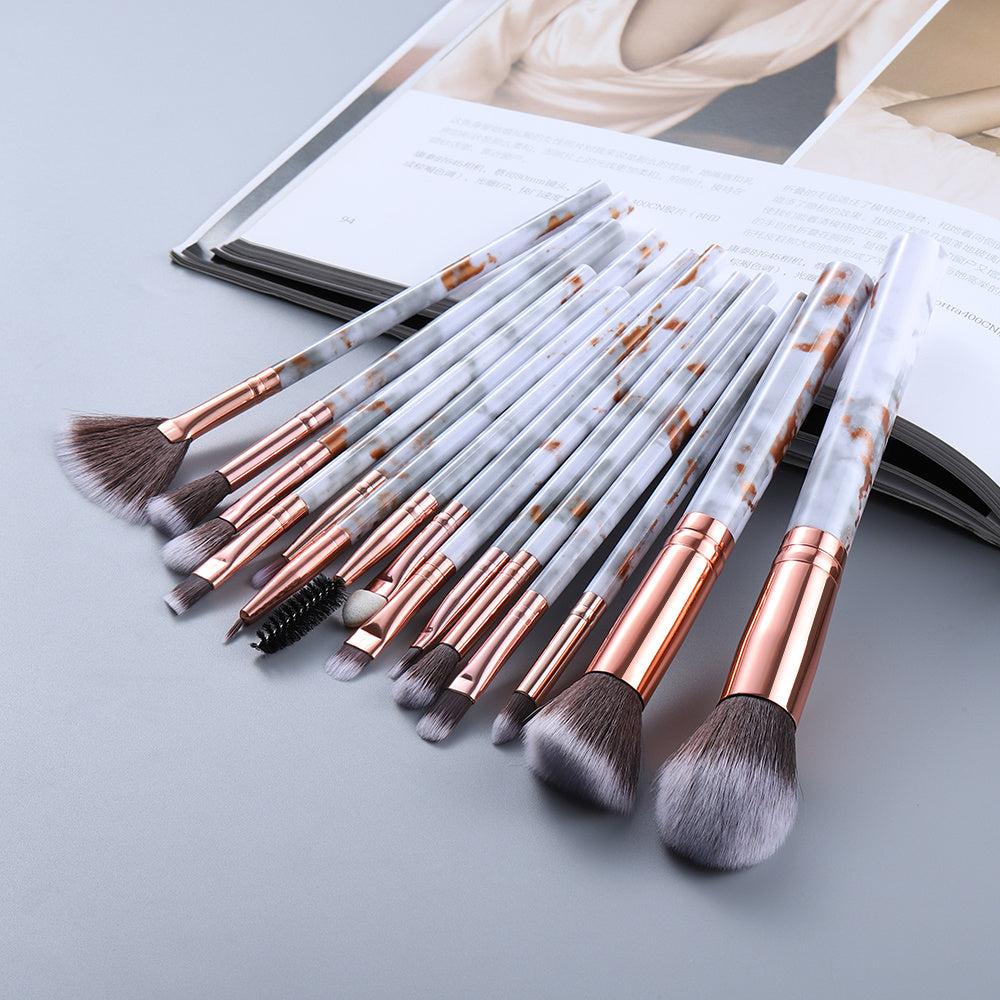 KayBee & Company Exquisite Marbled Design Makeup Brushes Set - 10 or 15 Brush Options