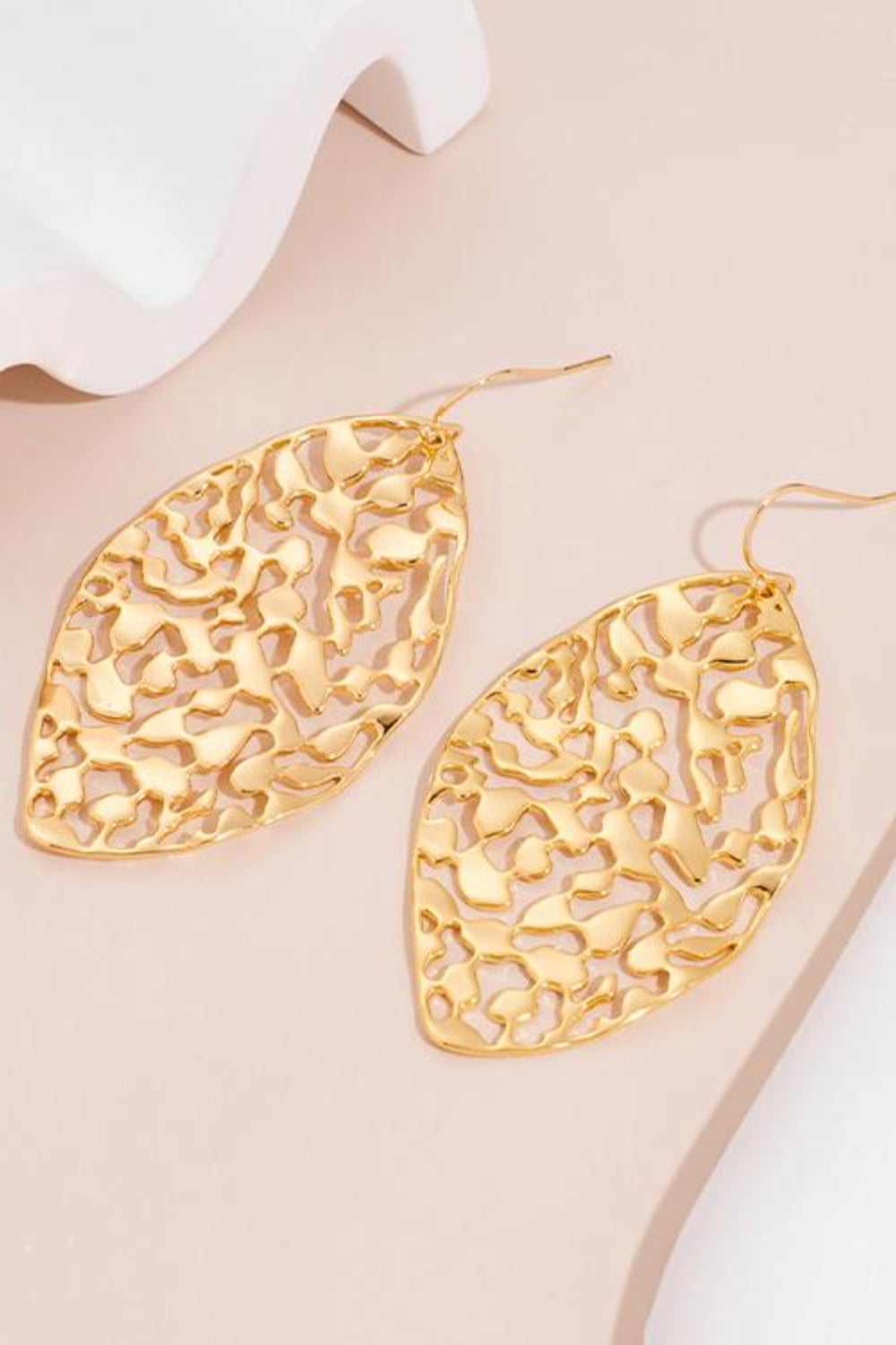 KayBee & Company Brass Cutout Leaf Shape Earrings