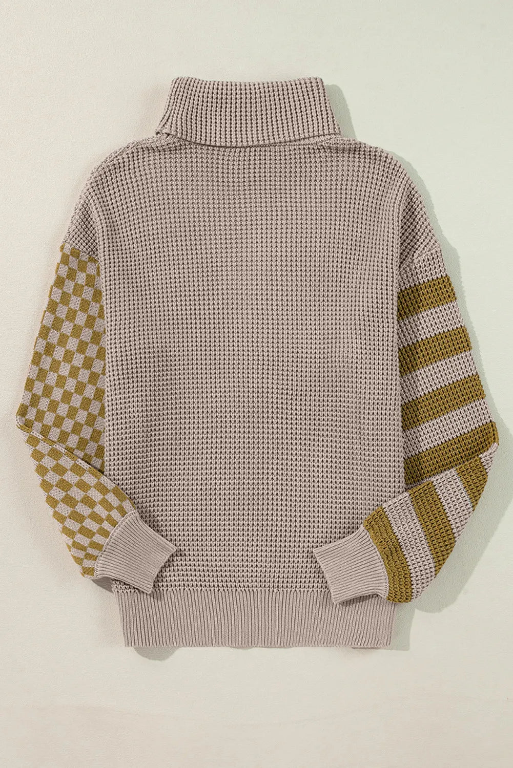 KayBee Checkered Striped Turtleneck Long Sleeve Sweater