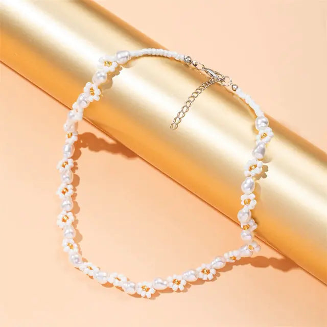Radiant BoHo Style Colorful Beaded Pearl Choker