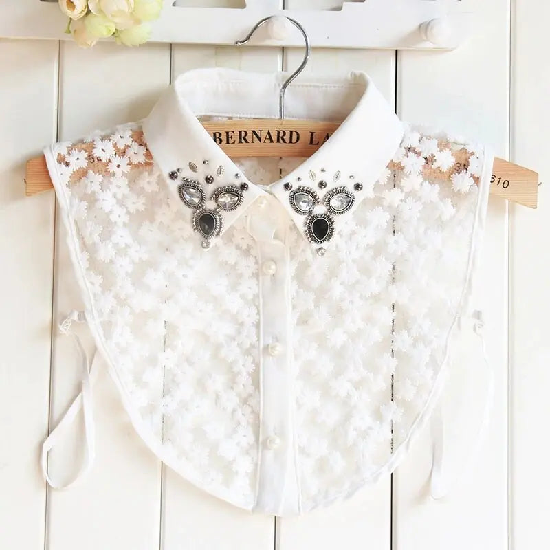 Vintage Style Detachable Silver Beaded Collar for Women