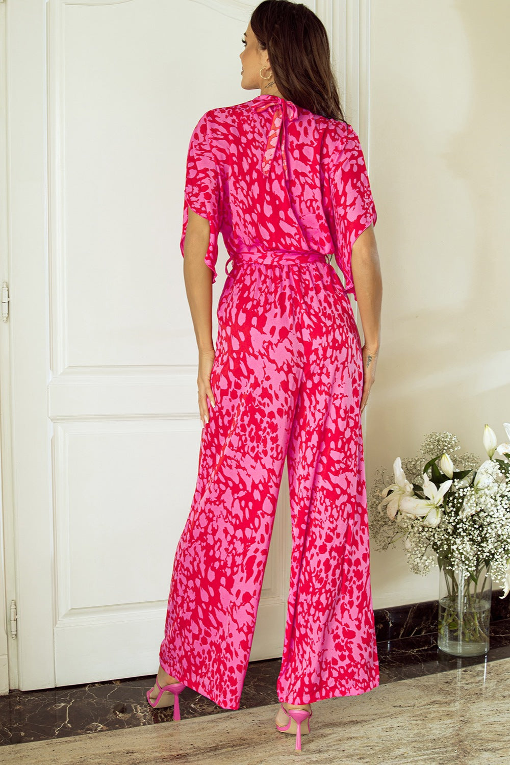 KayBee SO Fierce Printed Mock Neck Kimono Sleeve Jumpsuit