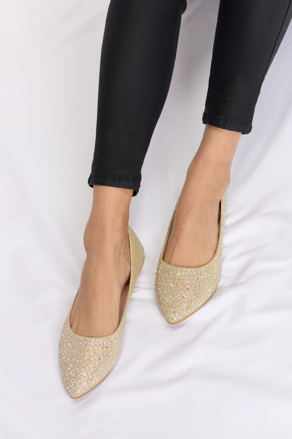 Forever Link Rhinestone Pointed Toe Ballet Flat Slip-Ons