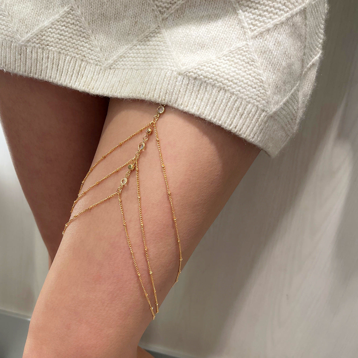 So Sexy Geometric Star Rhinestone Tassel Thigh Chain