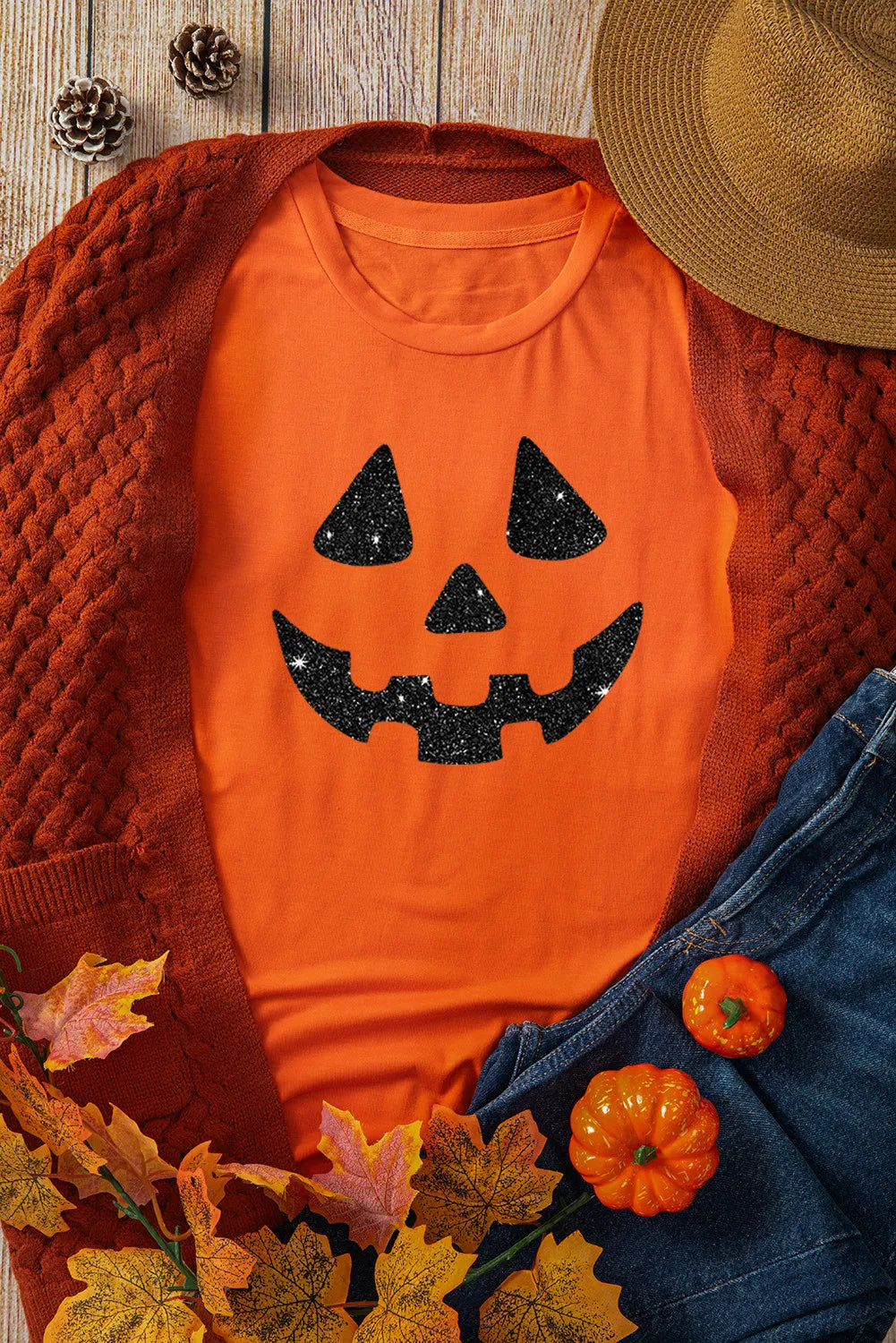 KayBee So Spooky Halloween Glitter Round Neck Short Sleeve T-Shirt