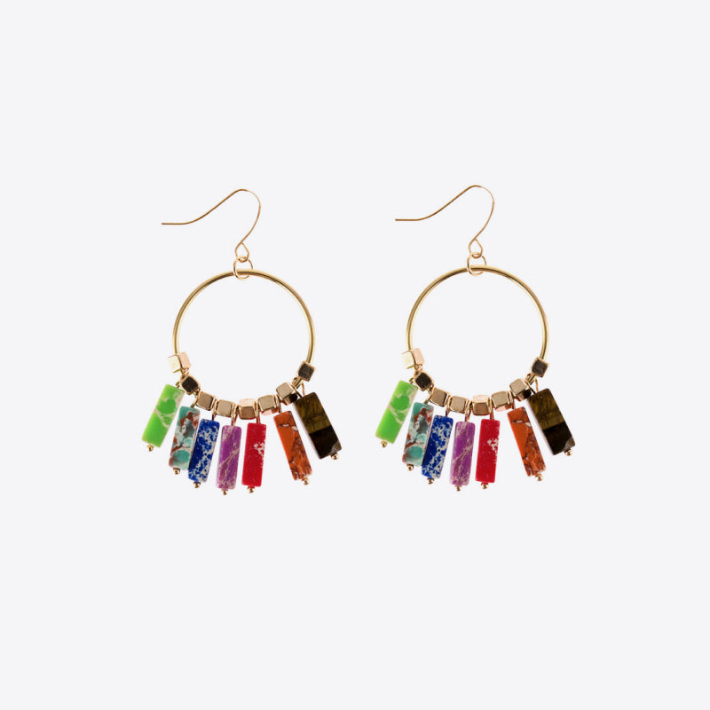 Beautiful and Unique Multicolored Stone Dangle Earrings