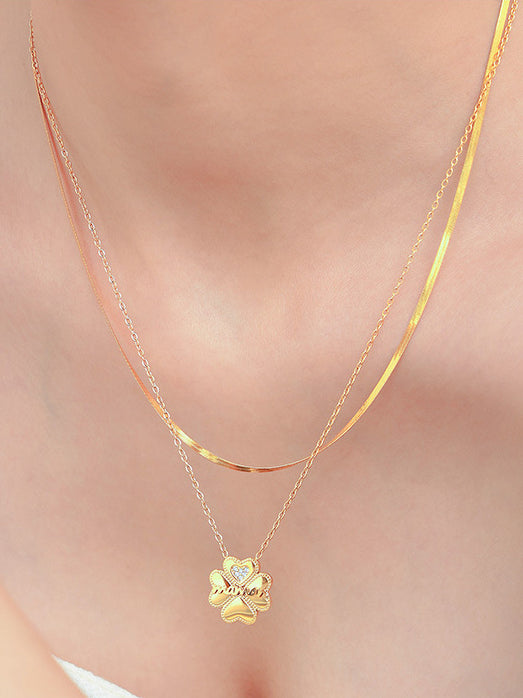 KayBee & Company 2 Piece 18K Inlaid Lucky Clover Necklace