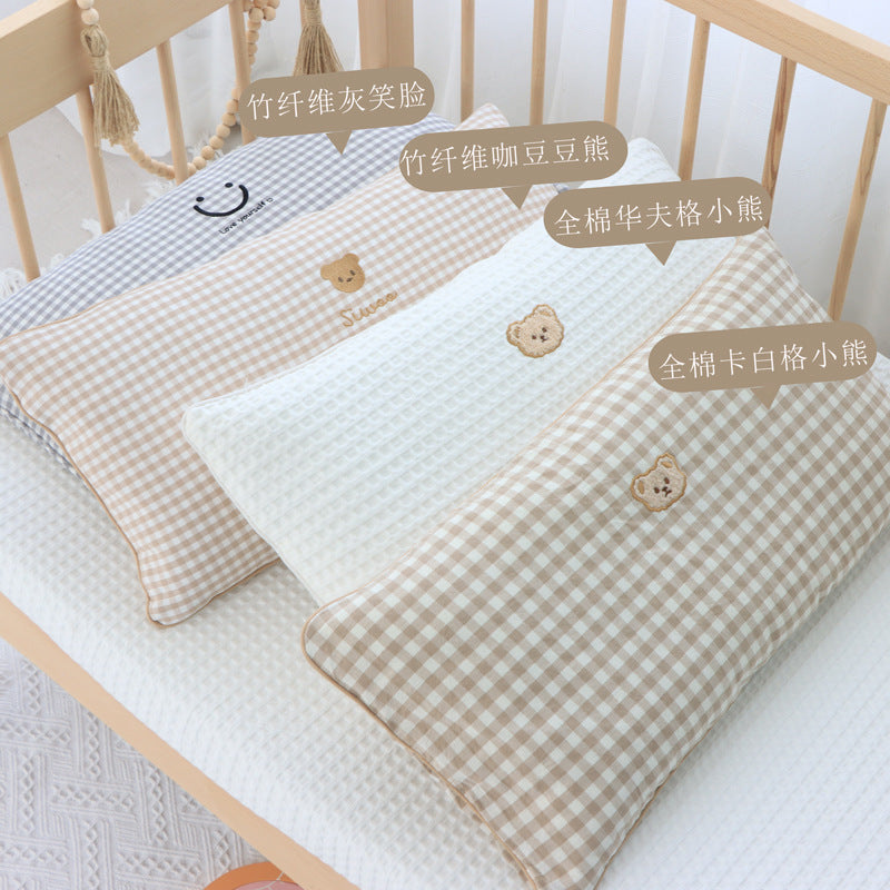 Korean Cotton Bear Embroidery Headboard Pillow