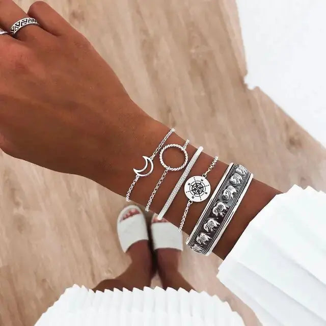 5-piece Bohemian Stack Bracelet Set