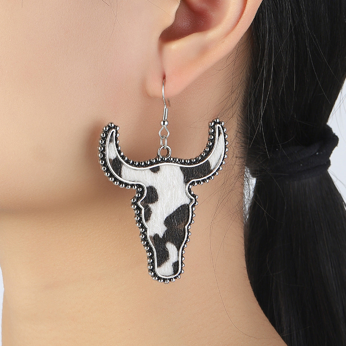 KayBee & Company Animal Print Cow Head Earrings