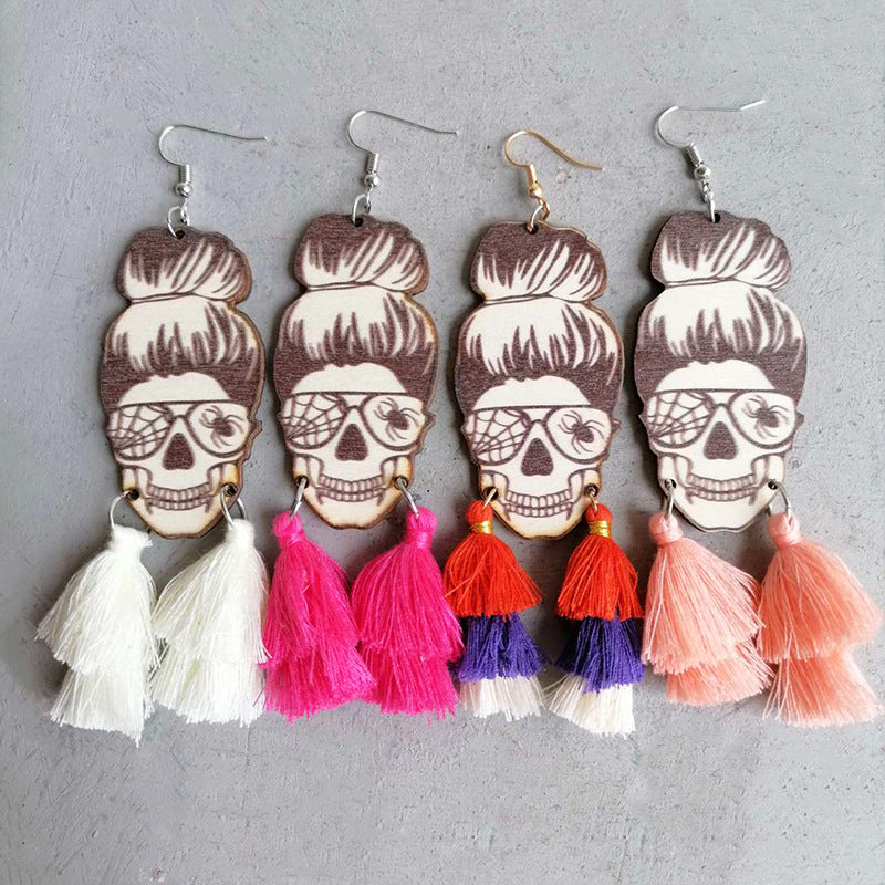 KayBee So Spooky Halloween Grandma Tassel Detail Dangle Earrings