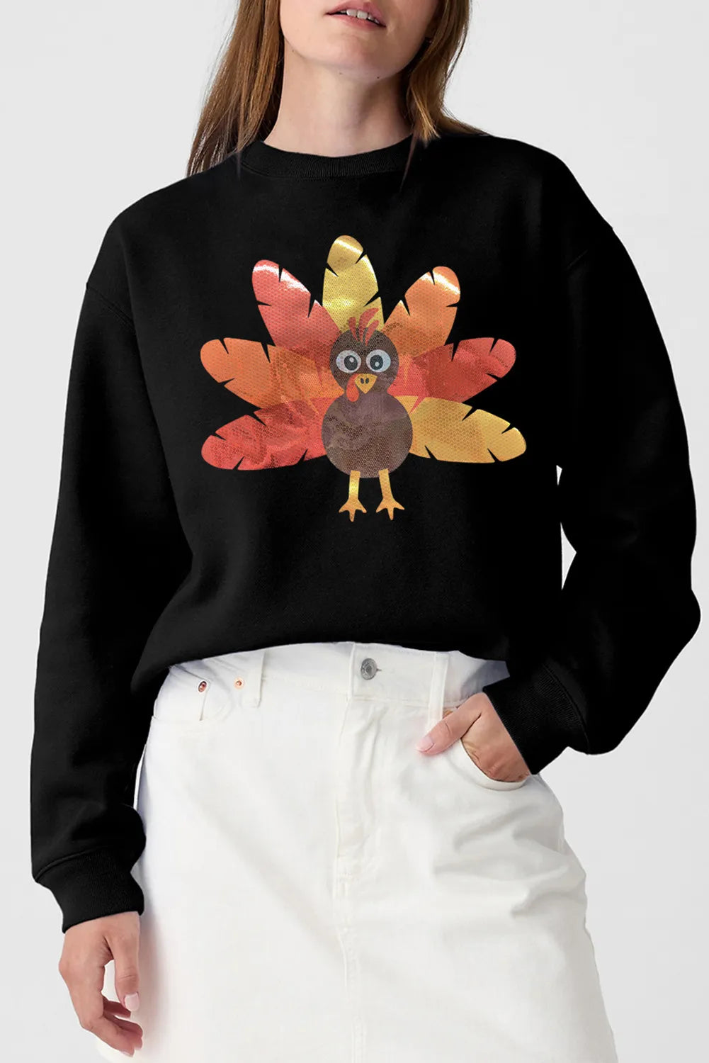 KayBee So Thankfall Graphic Round Neck Long Sleeve Sweatshirt