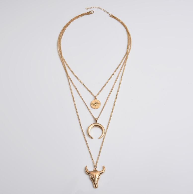 KayBee & Compan Three-Layered Bull Head Pendant Necklace