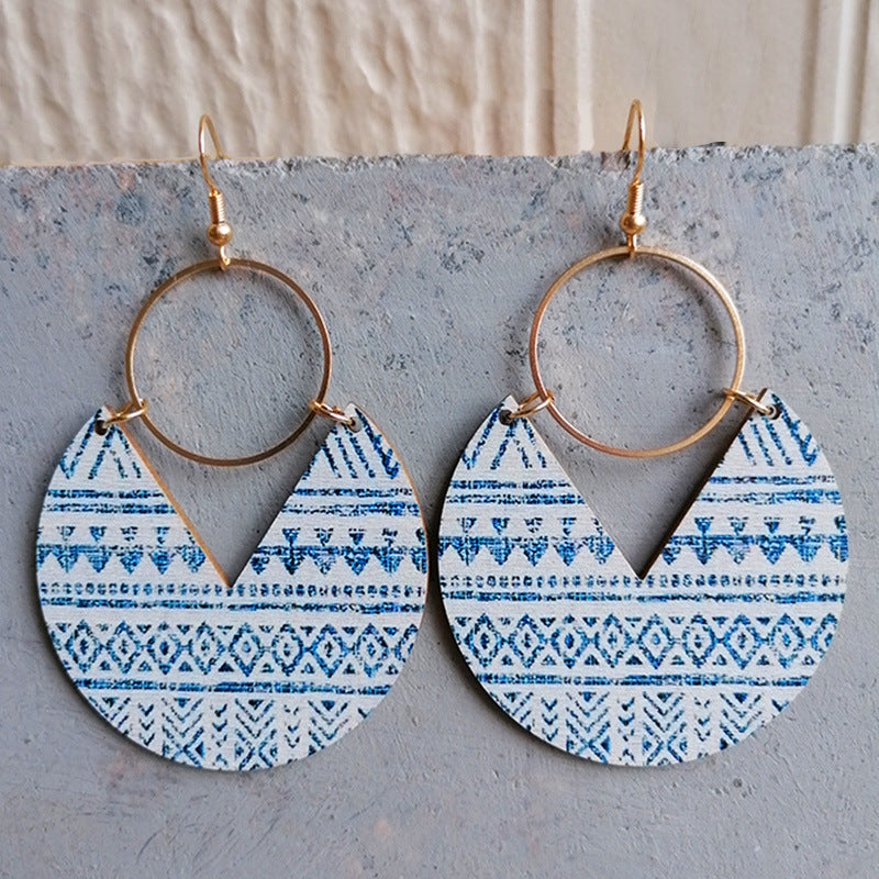 Pac-Man Shape Wooden Dangle Earrings