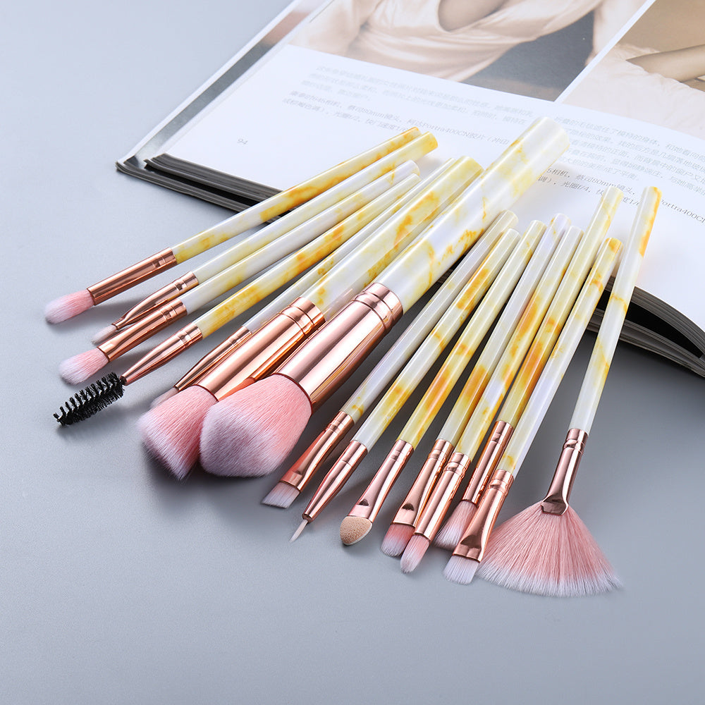 KayBee & Company Exquisite Marbled Design Makeup Brushes Set - 10 or 15 Brush Options