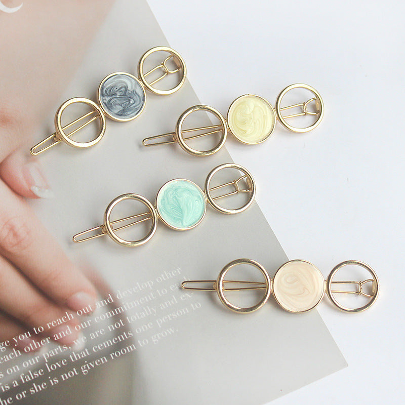 Unique Metal Colorful Round Hair Pin