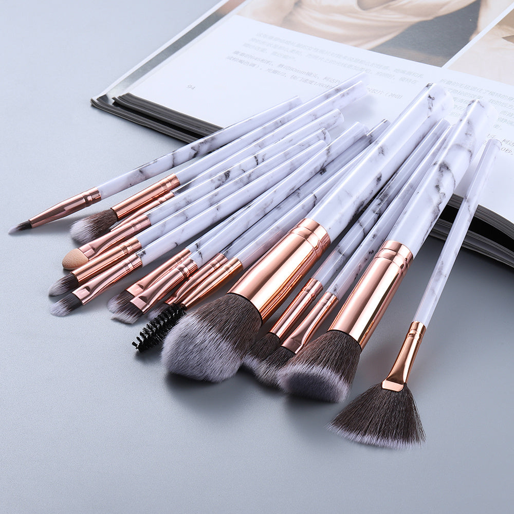 KayBee & Company Exquisite Marbled Design Makeup Brushes Set - 10 or 15 Brush Options