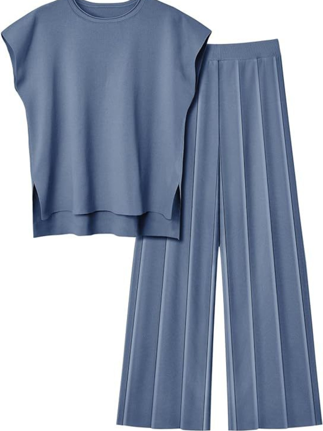 KayBee Round Neck Cap Sleeve Top and Pants Knit Set