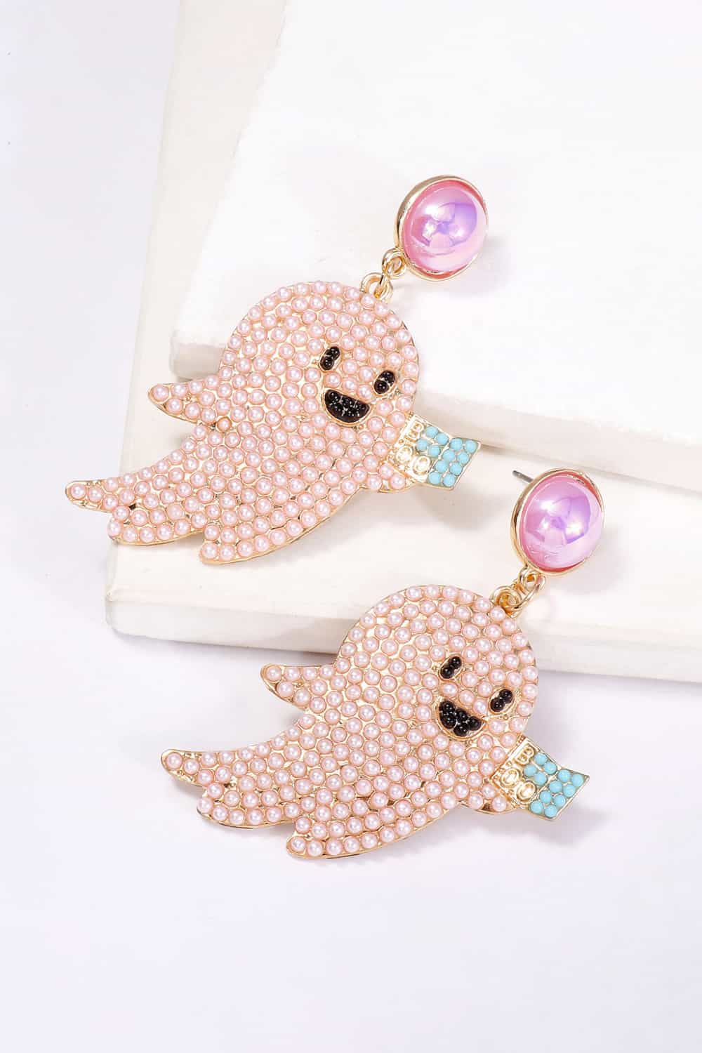 KayBee So Spooky Halloween Ghost Shape Synthetic Pearl Dangle Earrings