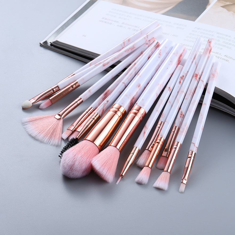KayBee & Company Exquisite Marbled Design Makeup Brushes Set - 10 or 15 Brush Options
