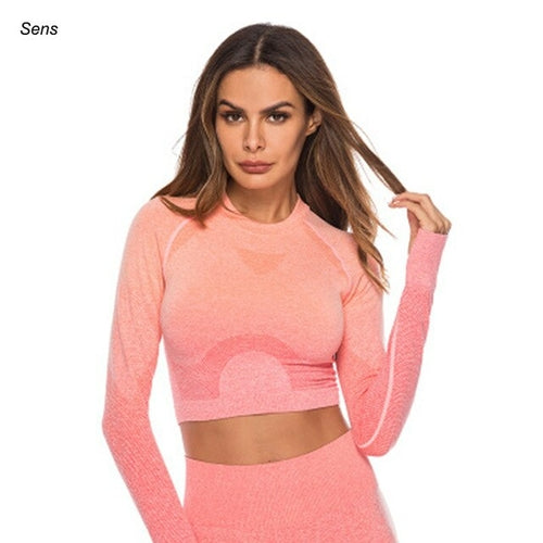 KayBee & Company Yoga Leggings and Cropped Top Set Ombre