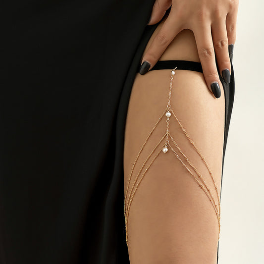 So Sexy Geometric Star Rhinestone Tassel Thigh Chain