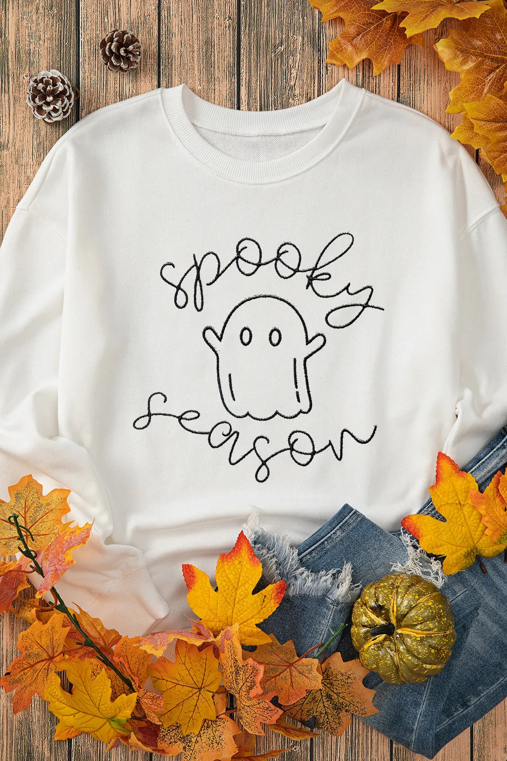 KayBee So Spooky Halloween Ghost Graphic Long Sleeve Dropped Shoulder Sweatshirt