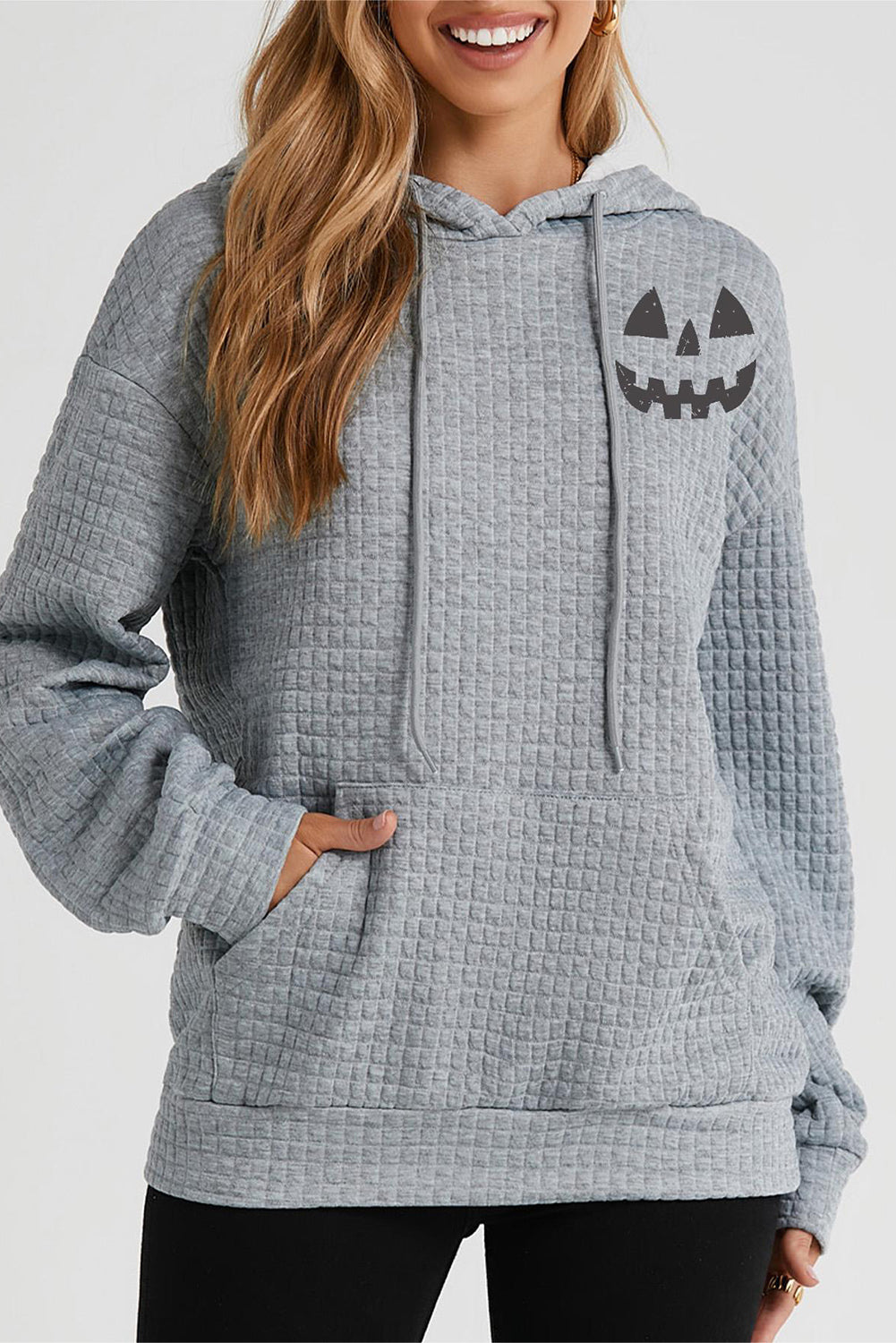 KayBee So Spooky Halloween Pumpkin Face Drawstring Hoodie with Pocket