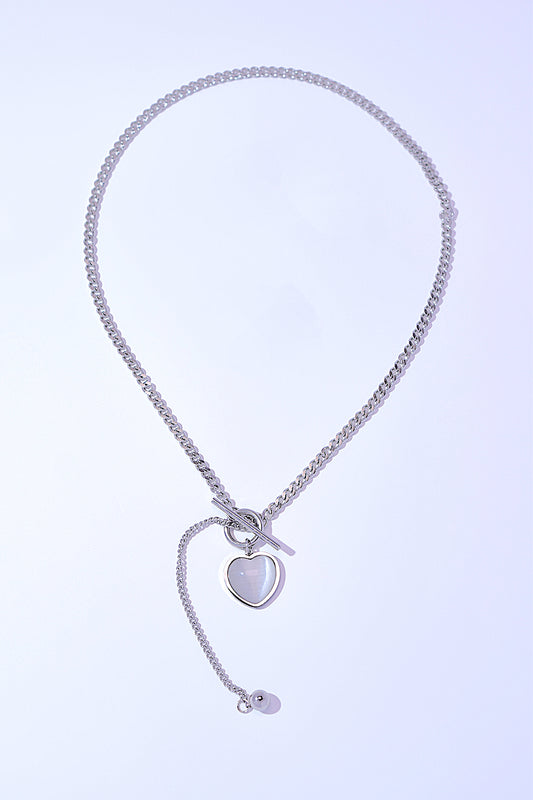 Stunning and Exquisite Cat's Eye Stone Heart Necklace